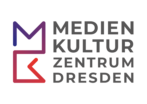KI generiert: Das Bild zeigt das Logo des Medienkulturzentrums Dresden, welches aus den Buchstaben "MK" in einem stilisierten Design und dem dazugehörigen Schriftzug besteht.