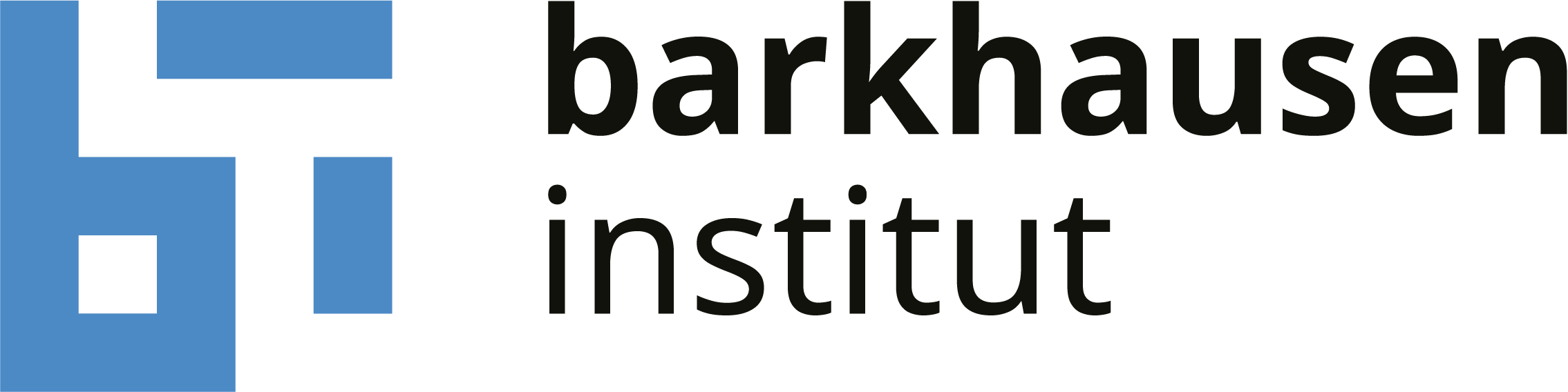 KI generiert: Das Bild zeigt das Logo des Barkhausen Instituts, welches links ein stilisiertes blaues Symbol und rechts daneben den Schriftzug "barkhausen institut" in schwarzer Schrift enthält.