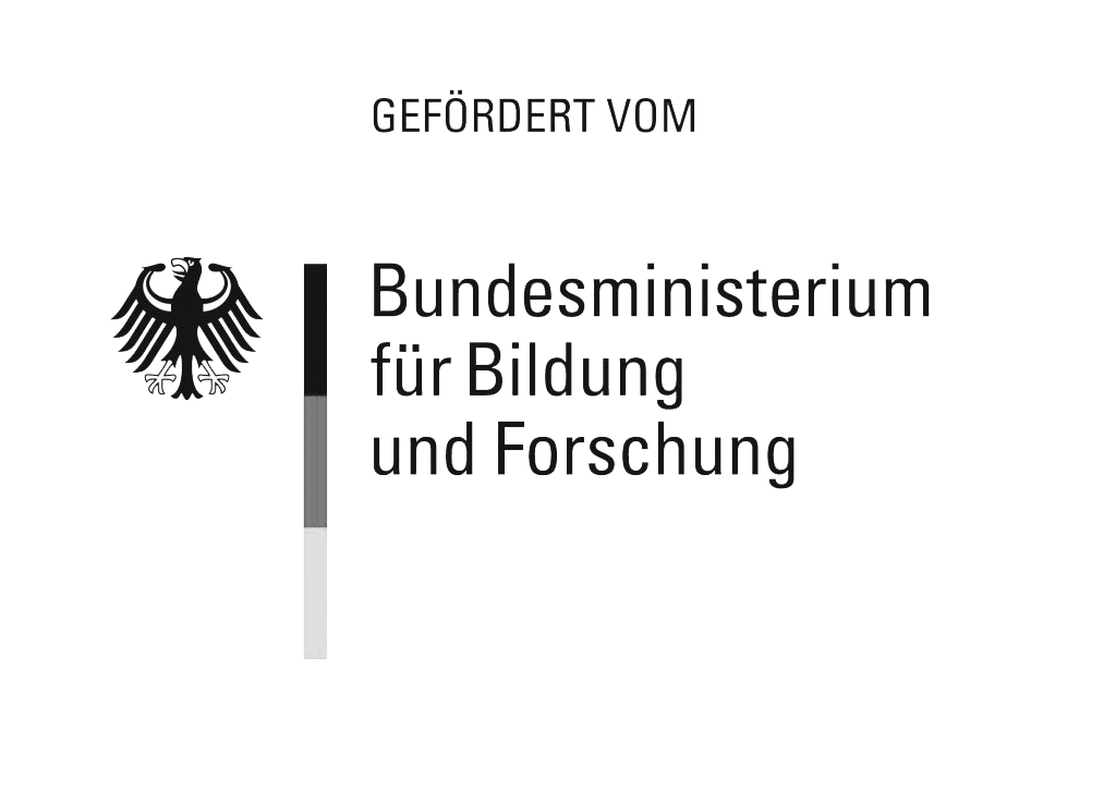 KI generiert: Das Bild zeigt das Logo des Bundesministeriums für Bildung und Forschung der Bundesrepublik Deutschland mit dem Text "Gefördert vom Bundesministerium für Bildung und Forschung". Ergänzend wird rechts daneben das Bundesadler-Emblem abgebildet.