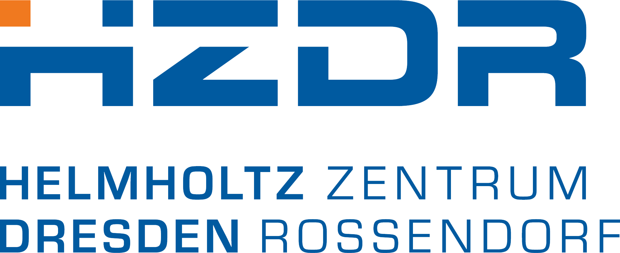 KI generiert: Das Bild zeigt das Logo des Helmholtz-Zentrums Dresden-Rossendorf (HZDR). Der Schriftzug ist in blauer und orangener Farbe gestaltet.